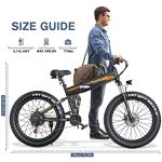 Wooken 26" x4.0 Fat Tire Electric Bike, Folding Electirc Bike for Mountain Commuter, Peak 1000W Motor 21.6 MPH, Ebikes for Adults with 48V/10.4Ah Removable Battery, Suspension Fork, 21 Speed Ebike