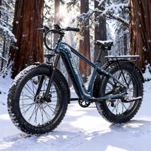 PUCKIPUPPY Electric Bike for Adults with 960W(Peak), 26" Fat Tire Electric Mountain Bike，48V 15AH Removable Battery Ebike, 28MPH Aluminum Frame E Bike with Rear Storage Shelf, Beagle(Navy Blue)