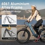 PUCKIPUPPY Electric Bike for Adults with 960W(Peak), 26" Fat Tire Electric Mountain Bike，48V 15AH Removable Battery Ebike, 28MPH Aluminum Frame E Bike with Rear Storage Shelf, Beagle(Navy Blue)