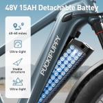 PUCKIPUPPY Electric Bike for Adults with 960W(Peak), 26" Fat Tire Electric Mountain Bike，48V 15AH Removable Battery Ebike, 28MPH Aluminum Frame E Bike with Rear Storage Shelf, Beagle(Navy Blue)