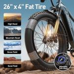 PUCKIPUPPY Electric Bike for Adults with 960W(Peak), 26" Fat Tire Electric Mountain Bike，48V 15AH Removable Battery Ebike, 28MPH Aluminum Frame E Bike with Rear Storage Shelf, Beagle(Navy Blue)