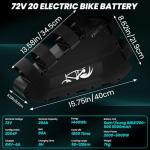 ZLSHELIBK 72V Ebike Battery 20Ah Rechargeable Lithium Batteries with 4A Charger Electric Bike Battery Built-in 80A BMS for 2000-5000W Motor (72V 20Ah)