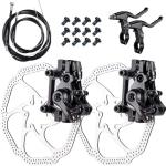 Bike Disc Brake Kit,Bike Front and Back Disc Brake Kit-Calipers,2 Pcs Stainless Steel 160 mm Rotors&Cable&Brake Lever&A pair of bicycle brake levers&fixing screws,BB7（Black）
