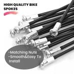 Goucrro Bike Spokes Electric Bicycle E-Bike Tricycle Wheel 12G 2.5mm Steel 70mm-300mm with Nipples 20pcs(Black, 12G-218mm)