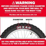 Ultraverse 20 x 4.0 Inner Tube Set with Schrader Valve - Ideal for Mountain Bikes & E-Bikes with 20-Inch Fat Tires - Durable & Reliable Performance- 2 Pack with Tyre Levers