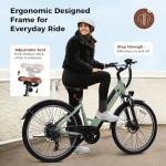 Jasion 26" Electric Bike for Adults, Internal Removable Battery Ebike with 4 Modes & 7-Speed, UL2849 Certified, 750-1000W Peak Motor, Max 25Mph & 50Miles, Shock Absorber, City Commuter E Bike