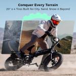 Jasion X-Hunter Electric Bike for Adults,1400W Peak Motor 30MPH 70+ Miles Foldable Ebike,624WH Removable Battery,Full Suspension 20’’*4 Fat Tire Bicycle for Commute,Snow,Mountain,7-Speed,Black+Grey