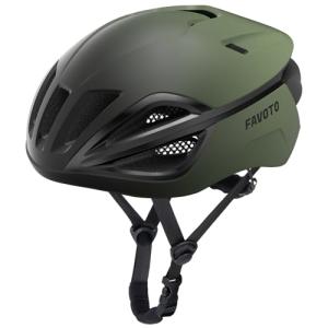 Favoto Adult Bike Helmet for Men & Women, Lightweight Cycling Helmet with Adjustable Fit, Sleek Streamlined Design, Road Commuter & Mountain Riding, Green