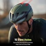 Favoto Adult Bike Helmet for Men & Women, Lightweight Cycling Helmet with Adjustable Fit, Sleek Streamlined Design, Road Commuter & Mountain Riding, Green