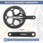 Prowheel Crankset 170mm 48T Crankset 170mm Universal Square Crankset Set Double Chain Cover 170MM Crank Aluminium Alloy Arm for Single/1/6/7/8 Speeds City Bike,Fat Bike,E-Bike,Folding Bike