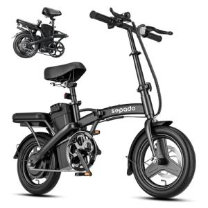 sepado Folding Electric Bike for Adults,750W Peak Motor Folding ebike,20mph Speed,36V Removeable Battery,40miles PAS Range,14 inch Compact Foldable Electric Bike for Leisure Riding Commuting