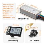 Electric Bike HUB Motor Controller, 22A 36V/48V 500W Brushless Motor Controller and LCD S866 Display with 130X Thumb Throttle Ebike Conversion Kit