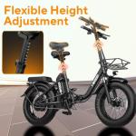 GLOBALKEEP 16" Folding Electric Bike for Adults, 750W Motor Fat Tire Commuter E-Bike, 48V 13Ah Removable UL 2849 Battery, Step-Through City Ebike with Front Basket, Dual Disc Brakes & LED Lights