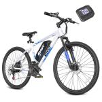 QNUT Electric Bike for Adults, 350W 26" Ebike for Teens 21 Speed 20Mph Up to 40Mile with Dual Disc Brake Commute E-Bike E-MTB for Men Women Electric Bicycles (Blue-White)