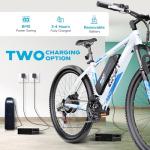 QNUT Electric Bike for Adults, 350W 26" Ebike for Teens 21 Speed 20Mph Up to 40Mile with Dual Disc Brake Commute E-Bike E-MTB for Men Women Electric Bicycles (Blue-White)