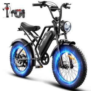 HAPPYRUN Electric Bike,1500W,48V,18Ah E Bikes for Adults Electric 60+ Mile 32MPH Top Speed Electric Motorcycle All Terrain Fat Tire Electric Dirt Bike G50 (G50 48V18Ah)