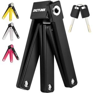 Sigtuna 2025 Updated Compact Folding Bike Lock, Hardened Steel, Lightweight with Easy Mounting, Foldable Lock for Bicycle, Electric Bike, Baby Stroller, Outdoor Equipments - Black
