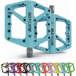 BUCKLOS Mountain Bike Pedals MTB Pedals Flat, Bicycle Road Bike Adult Large Platform Pedal with Non-Slip Grips for Gravel/Ebike/Hybrid Bikes/Beach Cruiser(9/16 Nylon Blue)