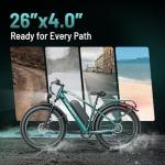 Jasion EB5 MAX Electric Bike for Adults with 1500W Peak Motor, 48V 15Ah (720Wh) Battery Electric Mountain Bike, 26'' x 4'' Fat Tire Ebike, 28+MPH Speed, Cruise Control, with Fenders, Rear Rack