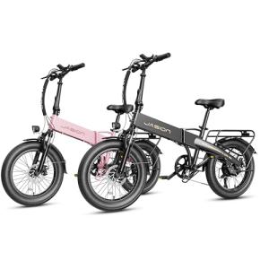 Jasion EBS Electric Bike for Adults,[1000 Peak Motor & 25Mph] Folding Electric Bike,55 Miles Max Range by 504Wh Built-in Battery, 20'' Fat Tire Ebikes for Adults,