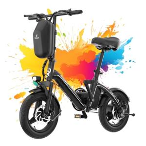 Bodywel Electric Bike for Adult 500W Motor, 14" Adult Electric Bicycles 36V Battery, 20 Miles Folding Ebike, E Bikes for Adults and Teens (14'' Ebike with Bag, Black)