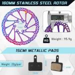 BUCKLOS Mountain Bike Disc Brake kit, MTB Mechanical Line Pulling Disc Brakes Caliper with Aluminum Alloy Levers /160mm Rotor,/is/PM Universal Adapter for Ebike/Folding Bike/Scooter/Fat Bike