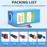 VATOSO 48V 10Ah Lithium Ebike Battery with 30A BMS, Compatible with 100W-800W Motors, for Electric Bikes, Scooters, ATVs, Electric Dirt Bikes