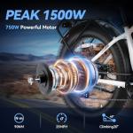 Wooken Gale Electric Bike 26" x 4.0 Fat Tire Electric Bike,Peak 1500W Motor EBike for Adults with 48V 720WH Removable Battery, Up to 60Miles Ebikes,7 Speed,SGS Certified to UL2849