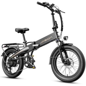 Jasion EBS Electric Bike for Adults, 1000W Peak Motor up to 25MPH Top Speed Ebike, Aluminum 20'' Fat Tire Electric Bike Built-in 48V Removable Battery with 55 Max Miles, Folding Ebikes for Adults