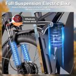 7000W Peak Dual-Motor-Ebike for Adults with 52V 34AH(1768Wh) Battery, 45MPH Fast E-Bike 100 Miles, 24" Fat Tire Electric Bike for Adults, Full Suspension Electric Bicycle Snow Off-Road (Black)