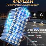 7000W Peak Dual-Motor-Ebike for Adults with 52V 34AH(1768Wh) Battery, 45MPH Fast E-Bike 100 Miles, 24" Fat Tire Electric Bike for Adults, Full Suspension Electric Bicycle Snow Off-Road (Black)