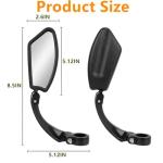 2 Pack Adjustable Handlebar Bike Mirror,Universal Fit Rearview Bicycle Mirrors,Scratch Resistant Glass Lens,360° Rotatable Safety E-bikes Rear View Mirrors,Compatible with Mountain Bikes,Road Bikes