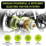 SISIGAD Folding Electric Bike for Adults, 1500W Peak Motor Ebike with 48V 15Ah Removable Battery, Max Range 60 Miles 28 MPH Commuter Foldable Ebike, 20" Fat Tire All Terrain E Bike