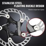 BUCKLOS IIIPRO 140mm 160mm 180mm 203mm Floating Bike Disc Brake Rotor with 6 Bolts, Mountain Bike MTB Stainless Steel Bicycle Disc Brakes Rotors for Road Bike/Ebike/BMX(Black)