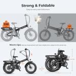 Electric Bike for Adults with Peak 1000W Motor up to 25Mph EBS Ebike, Built-in 48V Removable Battery up to 55 Max Miles Folding Ebike, Aluminum 20'' Fat Tire Electric Bicycle