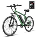 Jasion EB5 Electric Bike for Adults with Peak 500W Brushless Motor, 40Miles 20MPH Commuting Electric Mountain Bike with 360Wh Removable Battery, 7-Speed, 26" Tires and Front Fork Suspension