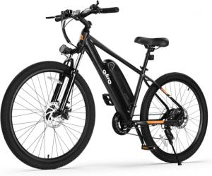 Qlife Racer Electric Bike for Adults - 21-Speed Mountain Lightweight Ebike with Peak 750W 22MPH Brushless Motor, 375Wh Removable Battery, 26X2.1 Tire Step Over E-MTB, Up to 40 Miles,Black