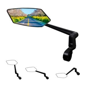 Homieway Bike Mirror, New Foldable Bicycle Mirror for Handlebar Mount, Adjustable 360°Rotatable Bicycle Rear View Mirrors for E-bike, Mountain Bike, City Bikes &Scooter (Left 0.87-1")