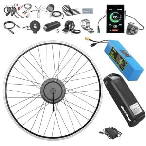 BAFANG Ebike Conversion Kit - 48V 500W Front Hub Motor Kit for 20"/26"/700C(28/29er) Front Wheel Electric Bike Hub Motor with TFT Display & 48V Ebike Battery for Mountain,Commuter & City Bikes