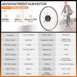 BAFANG Ebike Conversion Kit - 48V 500W Front Hub Motor Kit for 20"/26"/700C(28/29er) Front Wheel Electric Bike Hub Motor with TFT Display & 48V Ebike Battery for Mountain,Commuter & City Bikes