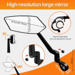 Homieway Bike Mirror, New Foldable Bicycle Mirror for Handlebar Mount, Adjustable 360°Rotatable Bicycle Rear View Mirrors for E-bike, Mountain Bike, City Bikes &Scooter (Left 0.87-1")