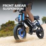 AVDLBIKE Electric Bike, 16'' Fat Tire E-Bike for Teens &Child/Adults, 500W Small Ebike with 36V/12.8Ah Removable Battery, 22MPH /45 Mile Range, Full Suspension Off-Road Electric Dirt/Mountain Bike