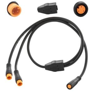 1T2 Y-Splitter Extension Wire with Julet Type 3pin Connector for Bike Headlight/Gear Sensor/Brake Split Cable in eBike Conversion Kits (3pin, 24" in Length, 2 Male to 1 Femal)