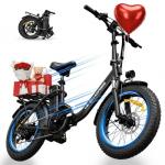 WINDHORSE 20" Foldable Electric Bike, 983W Peak Motor, 20MPH, 55–70 Miles, 48V 748.8Wh Removable UL Battery, Front Suspension, Fat Tire E-Bike for Commuting, Beach, All -Terrain | Adults & Teens