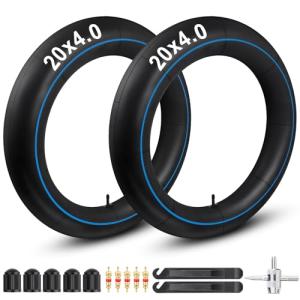 20x4 Inner Tube Compatible with E-Bikes Mountain Bikes Fat Tire Bike Tube Schrader Valve Butyl Rubber with Tire Lever,Valve Core,Remover Tool,Tire Stem Valve Caps Bicycle Inner Tube
