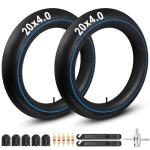20x4 Inner Tube Compatible with E-Bikes Mountain Bikes Fat Tire Bike Tube Schrader Valve Butyl Rubber with Tire Lever,Valve Core,Remover Tool,Tire Stem Valve Caps Bicycle Inner Tube