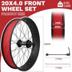 WEEROCK 20 x 4.0 Inch Front Bike Wheelset, 4.0" Wide Aluminium Alloy Wheelset with Quick Release, Compatible with Disc Brake for 20" Snow Bicycle, Fat Tire Bicycles, E-Bike