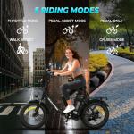 WINDHORSE 20" Foldable Electric Bike, 983W Peak Motor, 20MPH, 55–70 Miles, 48V 748.8Wh Removable UL Battery, Front Suspension, Fat Tire E-Bike for Commuting, Beach, All -Terrain | Adults & Teens