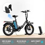 WINDHORSE 20" Foldable Electric Bike, 983W Peak Motor, 20MPH, 55–70 Miles, 48V 748.8Wh Removable UL Battery, Front Suspension, Fat Tire E-Bike for Commuting, Beach, All -Terrain | Adults & Teens