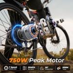 VARUN Folding Electric Bike for Adults - Peak 750W Motor Electric Bike, Foldable Ebikes with 48V Long Range Battery, Up to 20+MPH 50 Miles, 7-Speed Gears & Dual Hydraulic Suspension